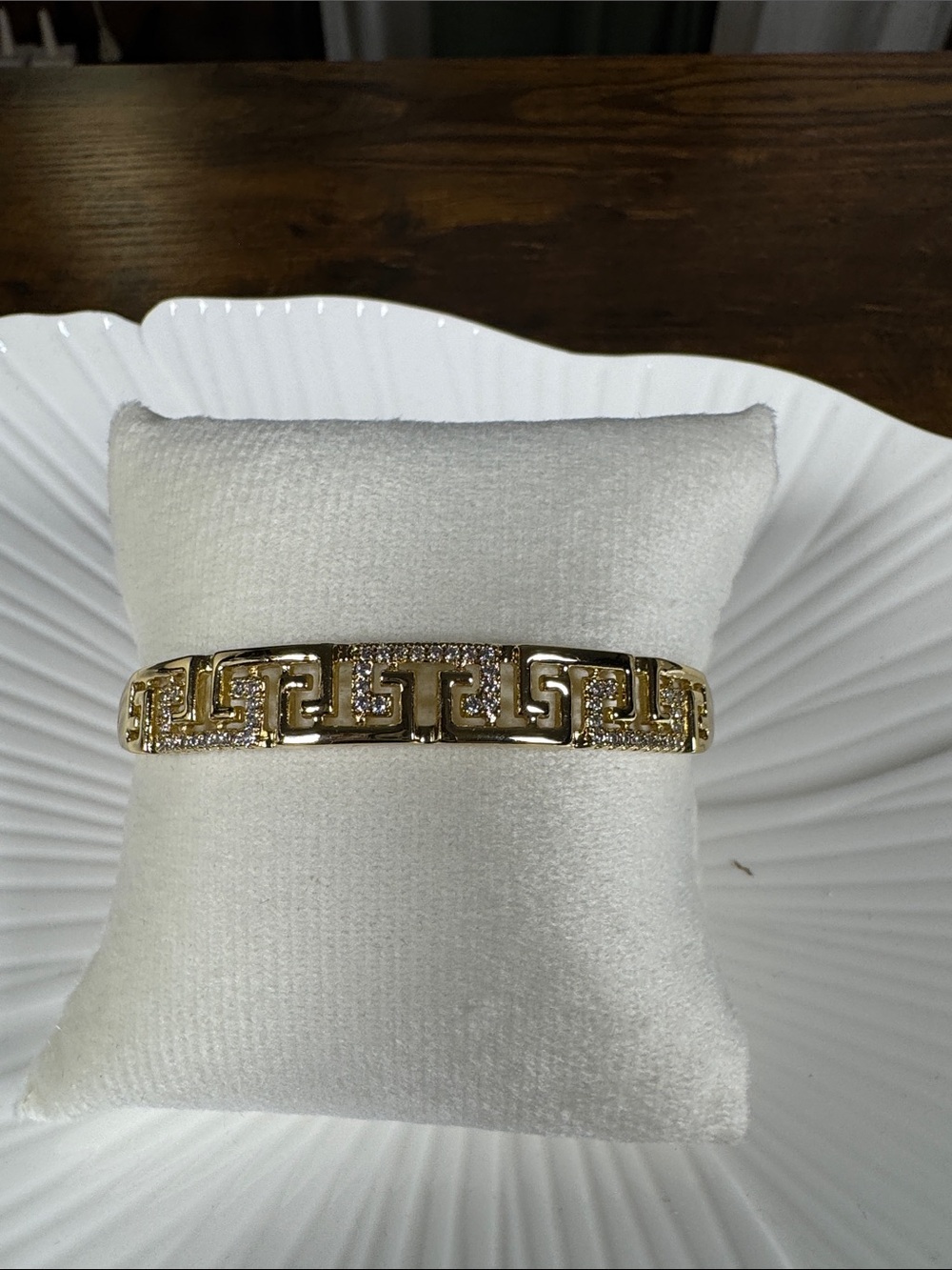 Gold-Tone Pave Greek Key Bracelet - Women Jewelry